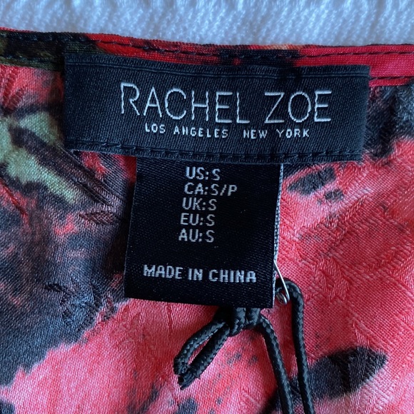 Rachel Zoe long sleeved red, black and green floral blouse with V neck. Small - Picture 10 of 14